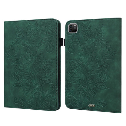For iPad Pro 11 (2022) / (2021) / (2020) Flower Imprinting Tablet Wallet Case Auto Wake / Sleep PU Leather Drop-proof Stand Cover with Elastic Band