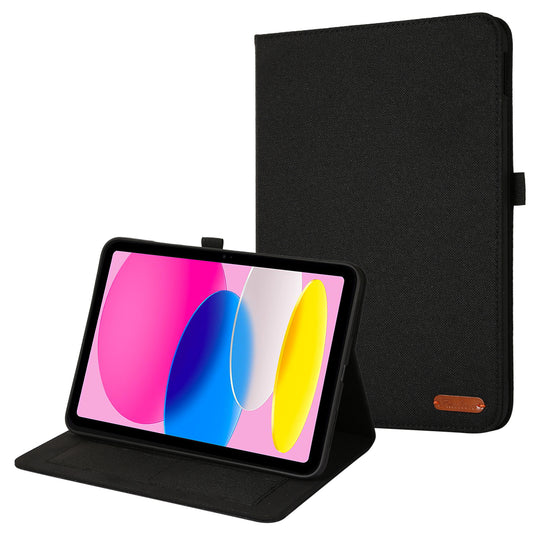 For iPad 10.9 (2022) Cloth Texture Tablet Case Full Body Protection PU Leather Card Holder Folio Stand Cover