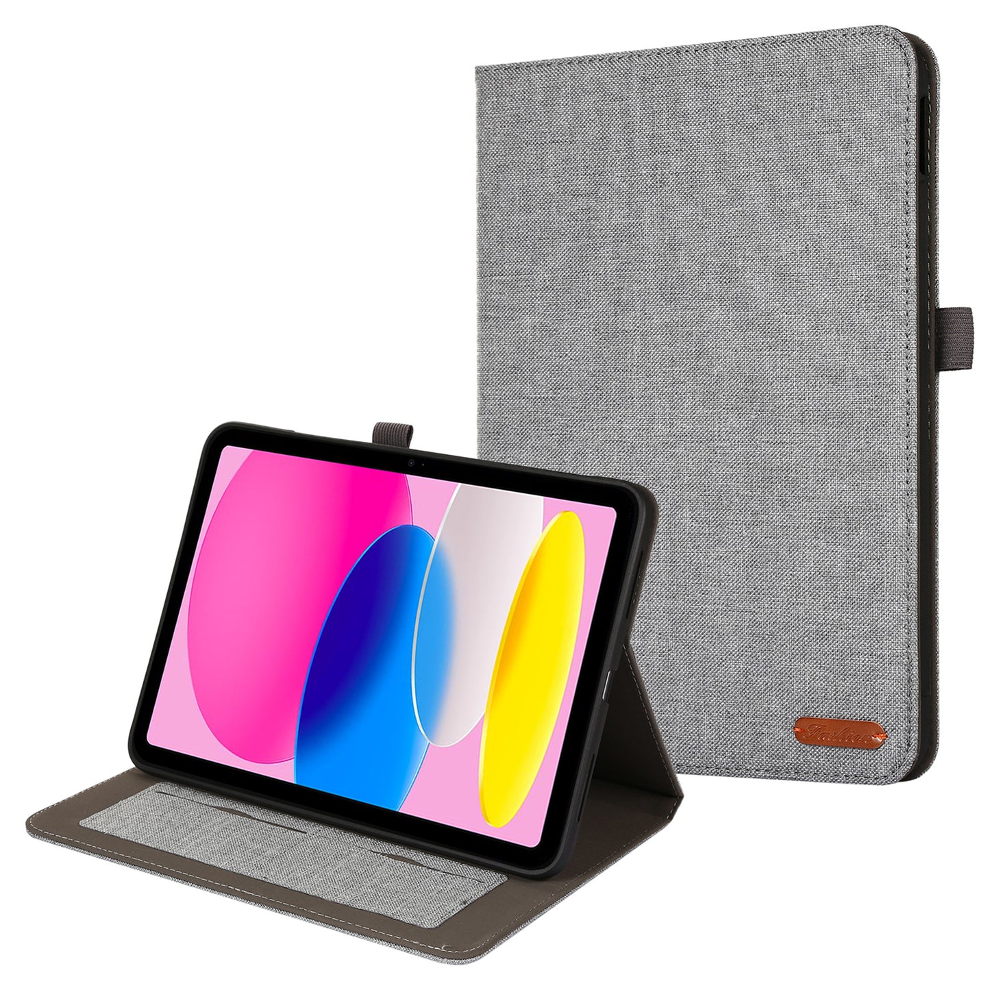 For iPad 10.9 (2022) Cloth Texture Tablet Case Full Body Protection PU Leather Card Holder Folio Stand Cover