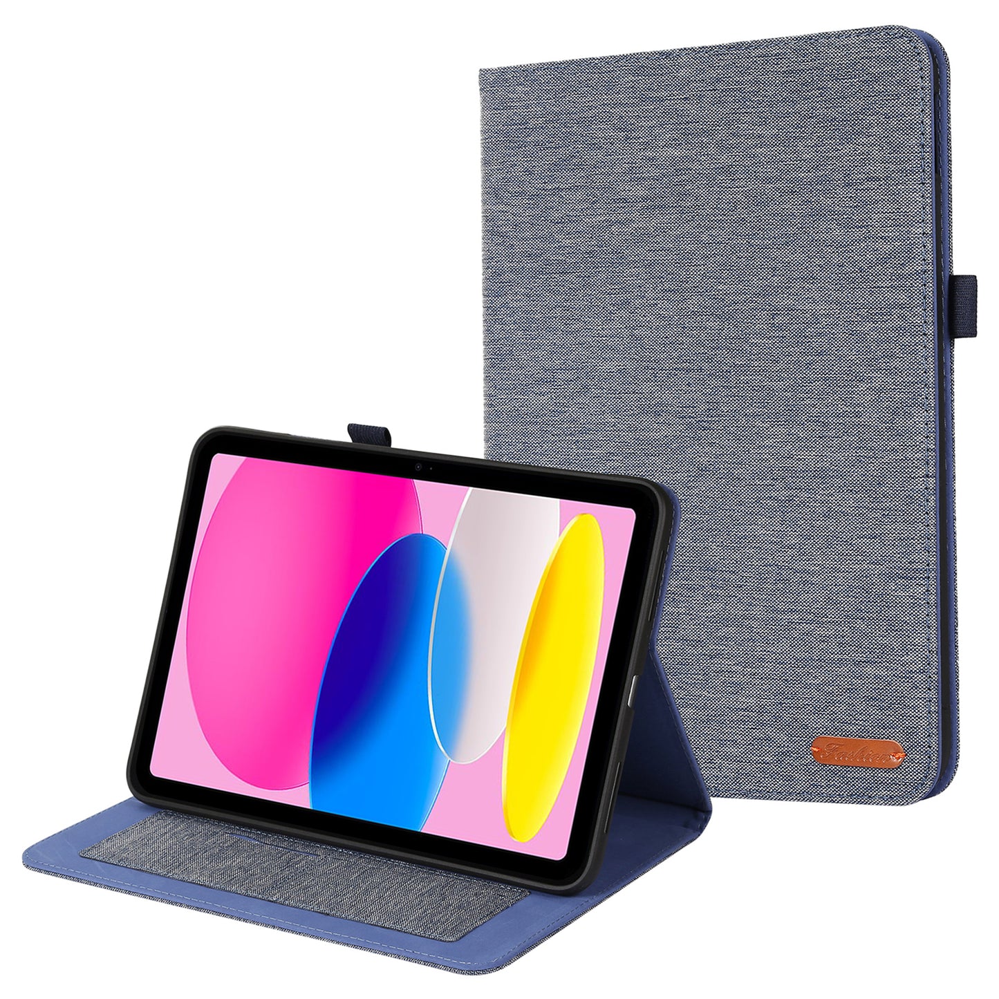 For iPad 10.9 (2022) Cloth Texture Tablet Case Full Body Protection PU Leather Card Holder Folio Stand Cover