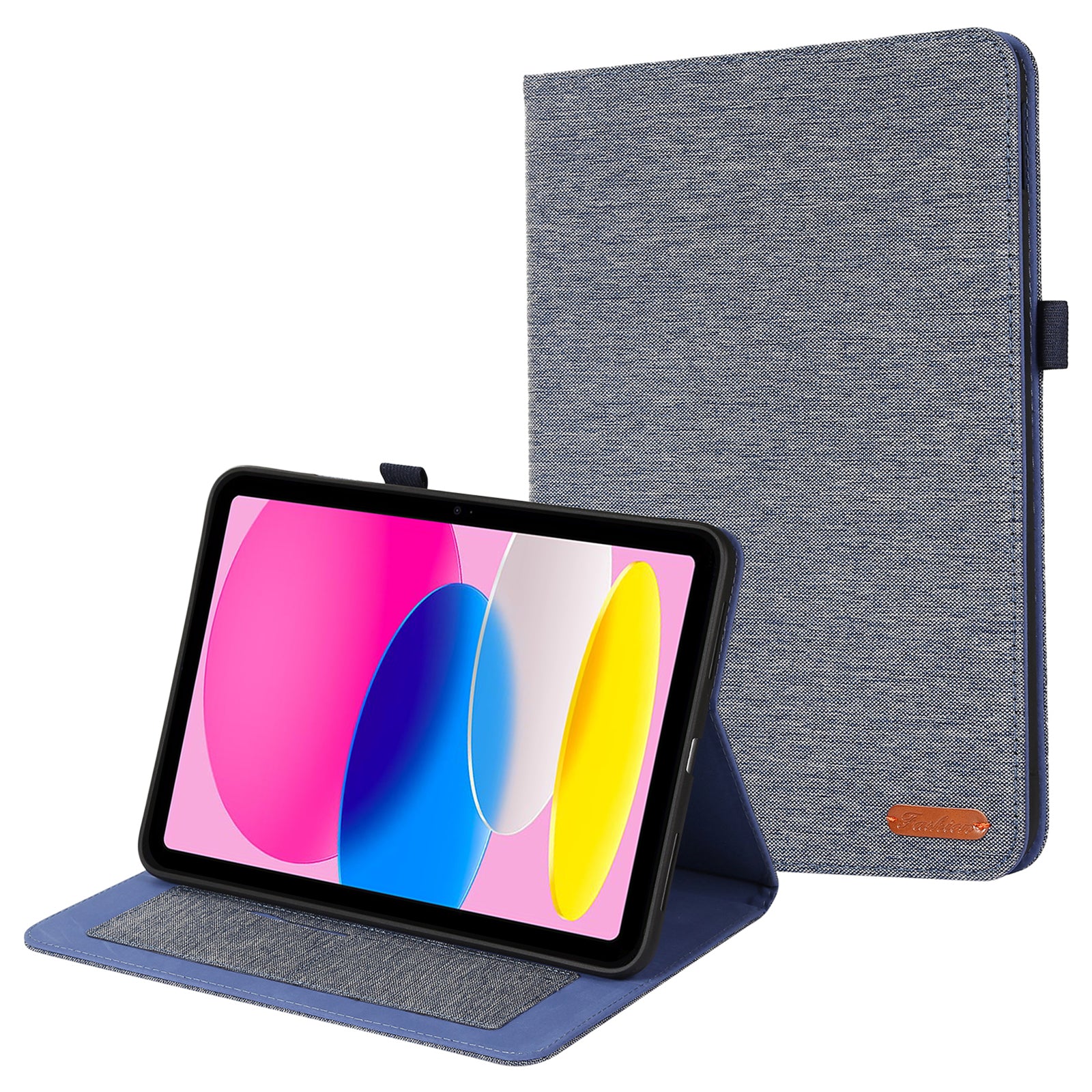 For iPad 10.9 (2022) Cloth Texture Tablet Case Full Body Protection PU Leather Card Holder Folio Stand Cover