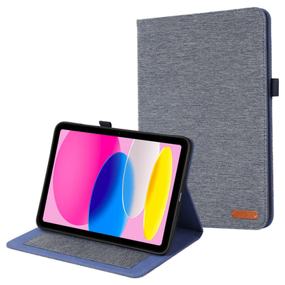 For iPad 10.9 (2022) Cloth Texture Tablet Case Full Body Protection PU Leather Card Holder Folio Stand Cover