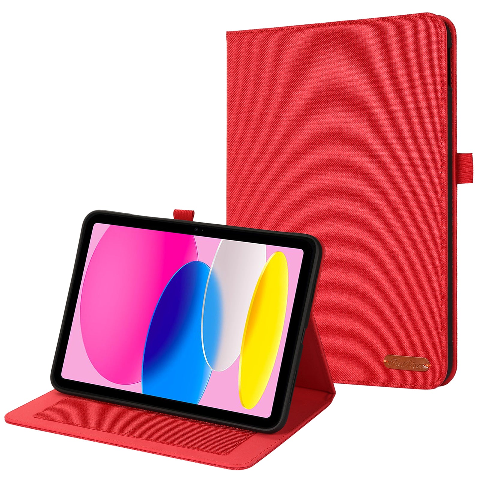 For iPad 10.9 (2022) Cloth Texture Tablet Case Full Body Protection PU Leather Card Holder Folio Stand Cover