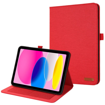 For iPad 10.9 (2022) Cloth Texture Tablet Case Full Body Protection PU Leather Card Holder Folio Stand Cover