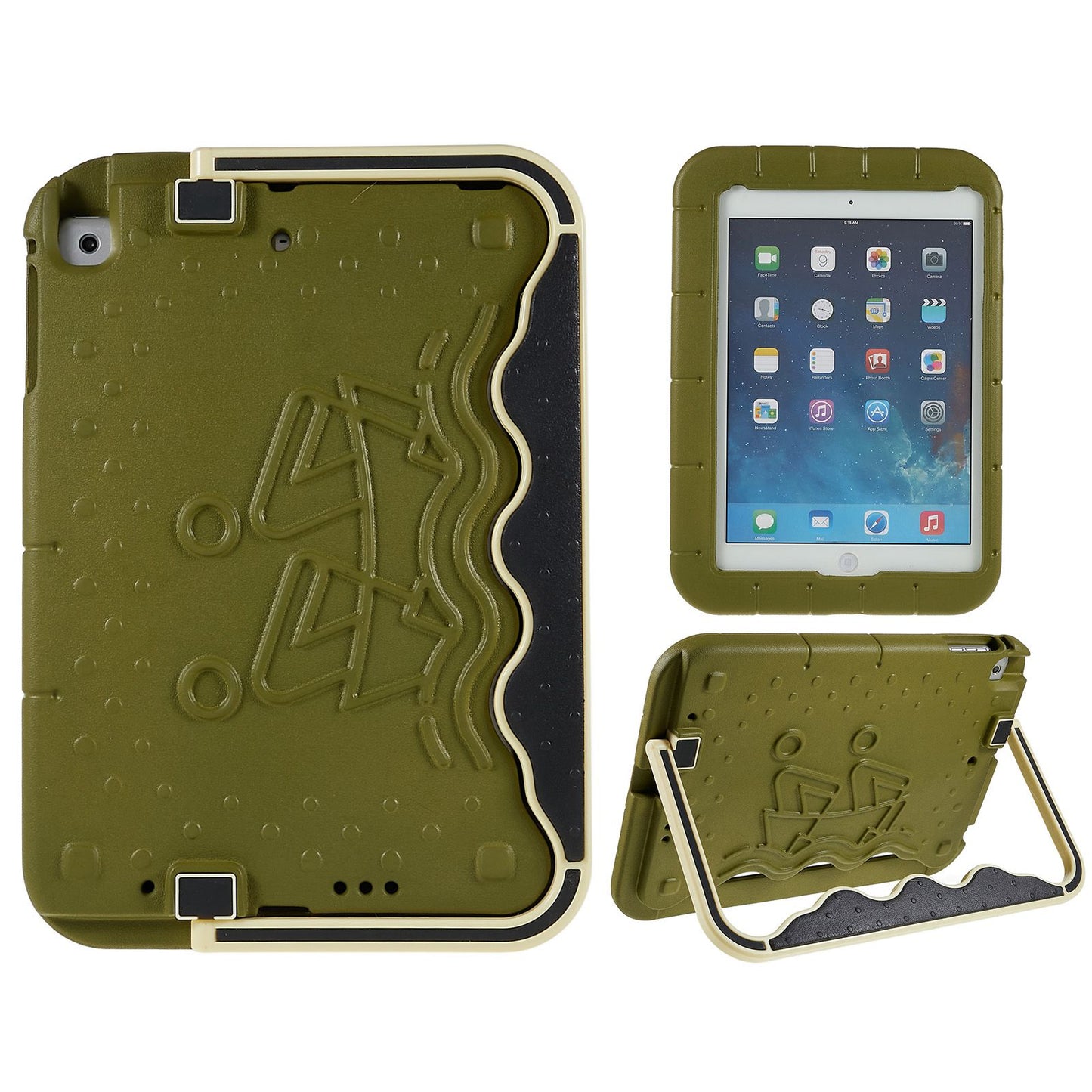 For iPad Air (2013) / Air 2 / iPad 9.7-inch (2017) / (2018) Paddling Boat Style  EVA + ABS Shockproof Case Adjustable Kickstand Tablet Protective Cover