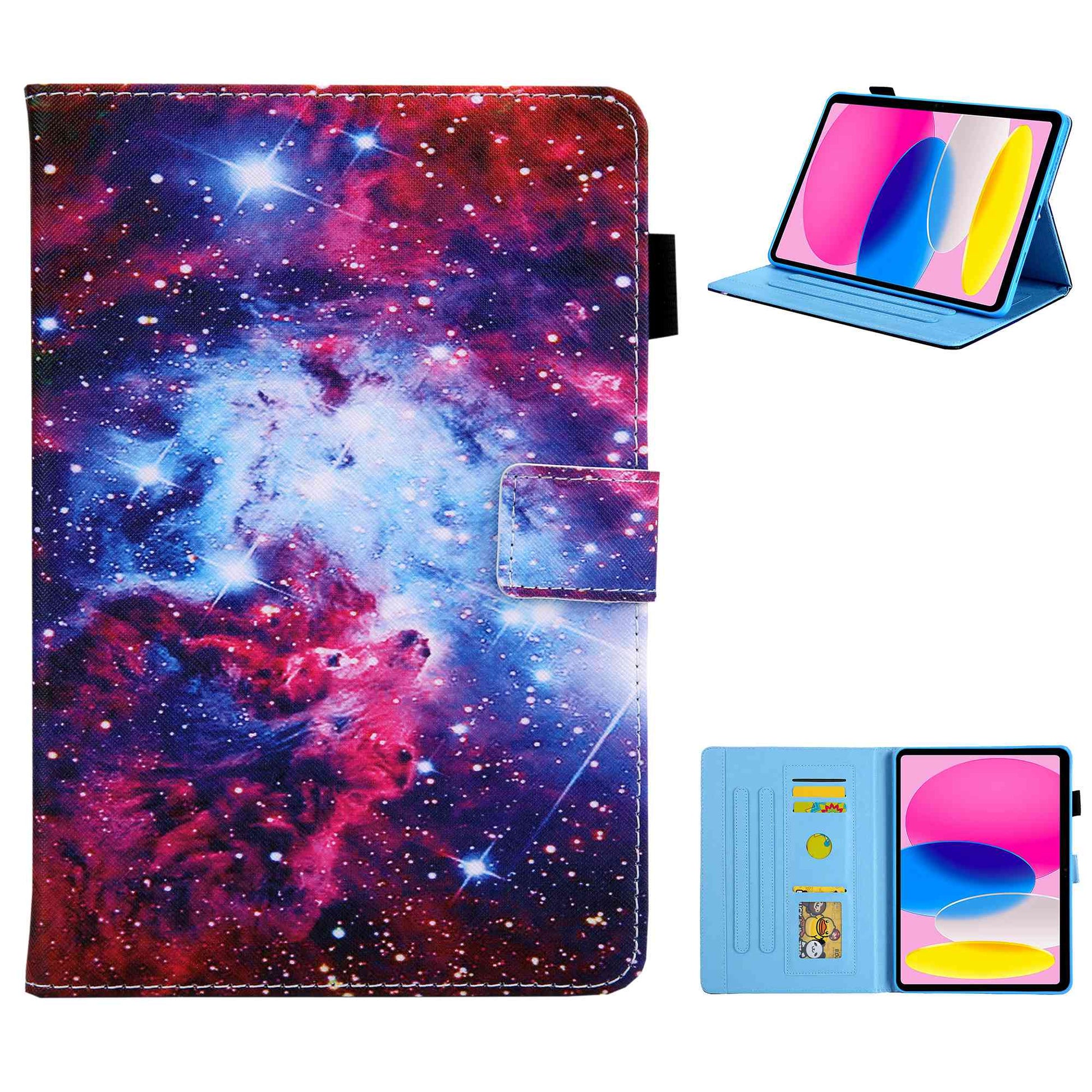 For iPad 10.9 (2022) / iPad 10th Gen Cross Texture Pattern Printing Tablet Case Card Holder PU Leather Full Protection Stand Cover