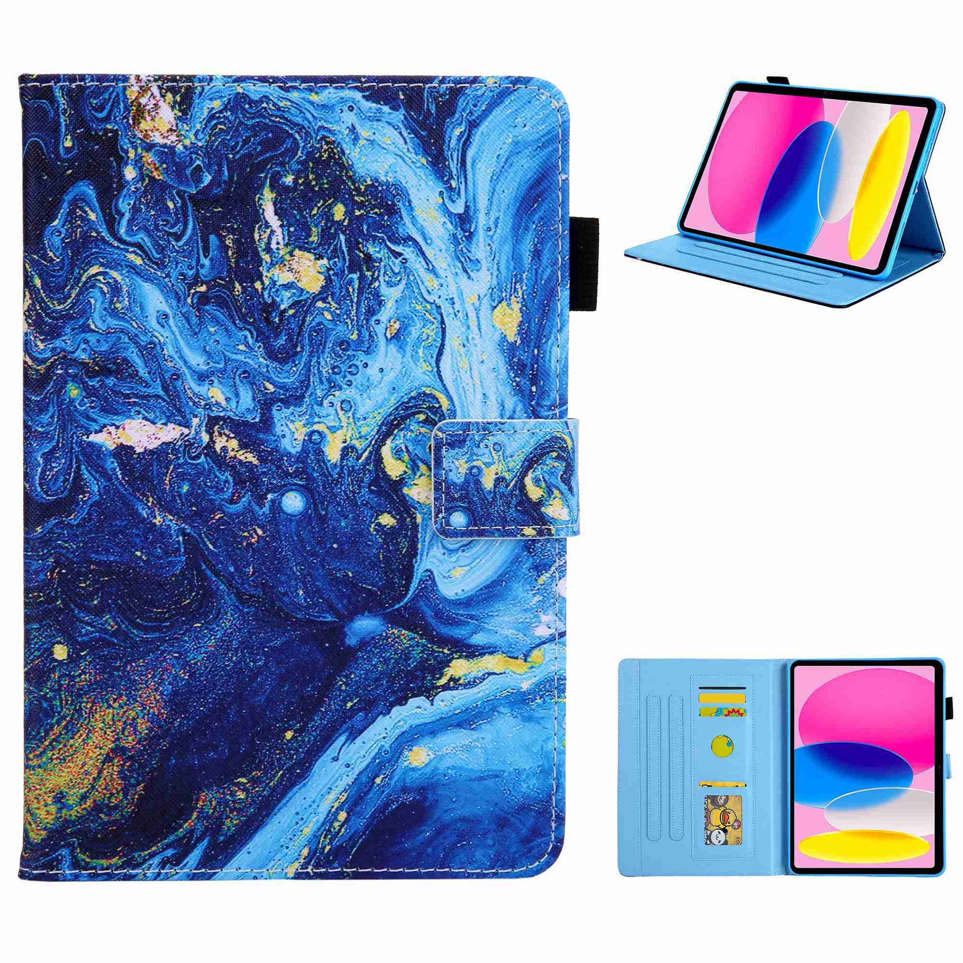 For iPad 10.9 (2022) / iPad 10th Gen Cross Texture Pattern Printing Tablet Case Card Holder PU Leather Full Protection Stand Cover