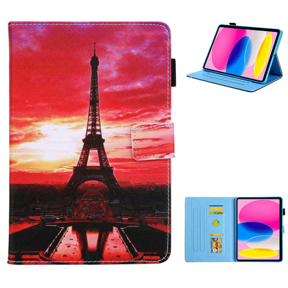 For iPad 10.9 (2022) / iPad 10th Gen Cross Texture Pattern Printing Tablet Case Card Holder PU Leather Full Protection Stand Cover
