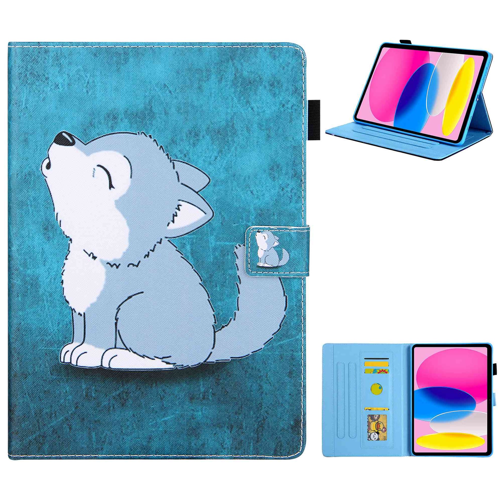 For iPad 10.9 (2022) / iPad 10th Gen Cross Texture Pattern Printing Tablet Case Card Holder PU Leather Full Protection Stand Cover