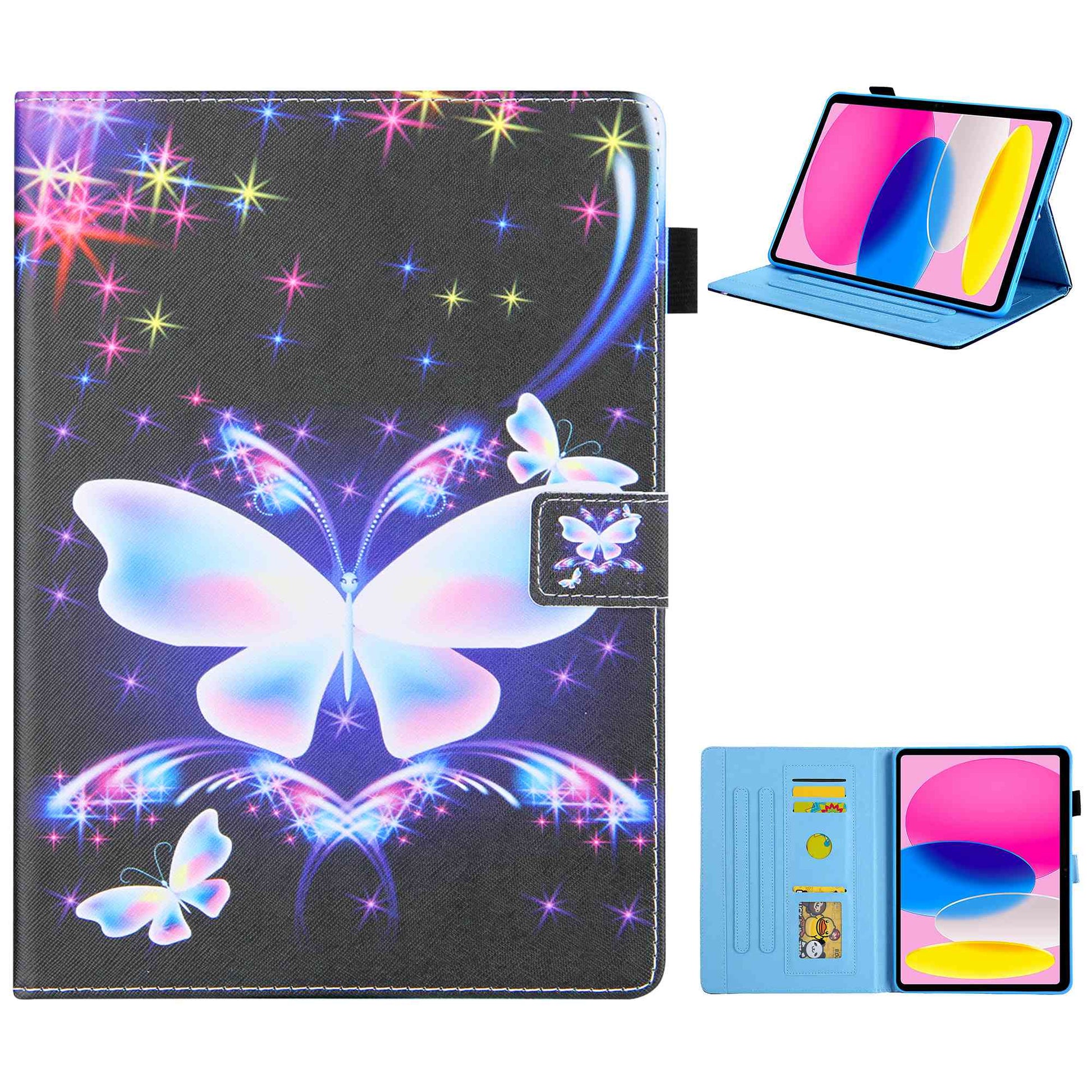 For iPad 10.9 (2022) / iPad 10th Gen Cross Texture Pattern Printing Tablet Case Card Holder PU Leather Full Protection Stand Cover
