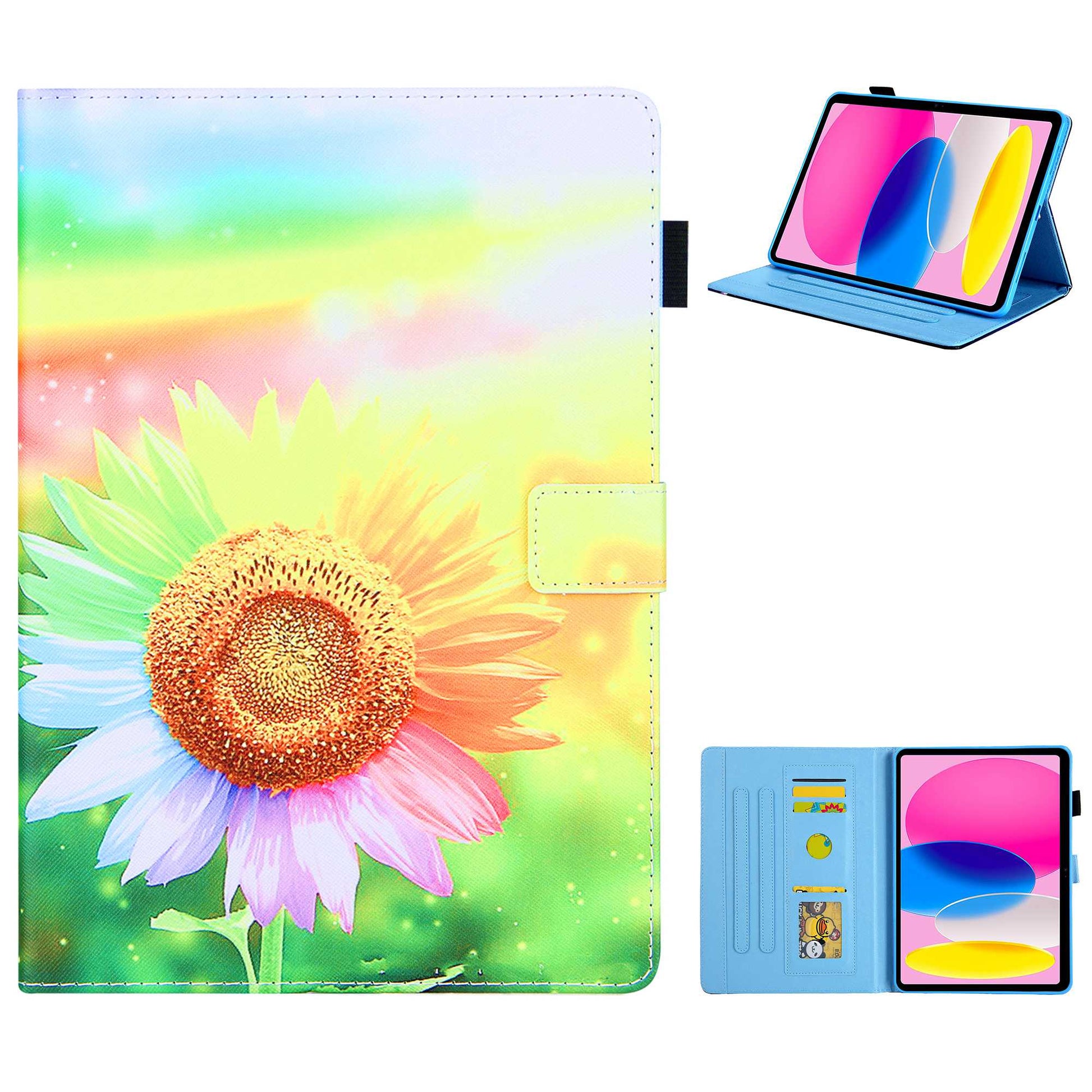 For iPad 10.9 (2022) / iPad 10th Gen Cross Texture Pattern Printing Tablet Case Card Holder PU Leather Full Protection Stand Cover