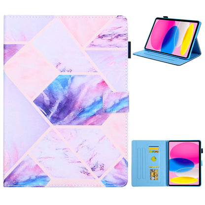 For iPad 10.9 (2022) / iPad 10th Gen Cross Texture Pattern Printing Tablet Case Card Holder PU Leather Full Protection Stand Cover