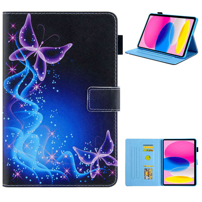 For iPad 10.9 (2022) / iPad 10th Gen Anti-scratch PU Leather Tablet Case Cross Texture Pattern Printing Card Holder Stand Magnetic Clasp Cover