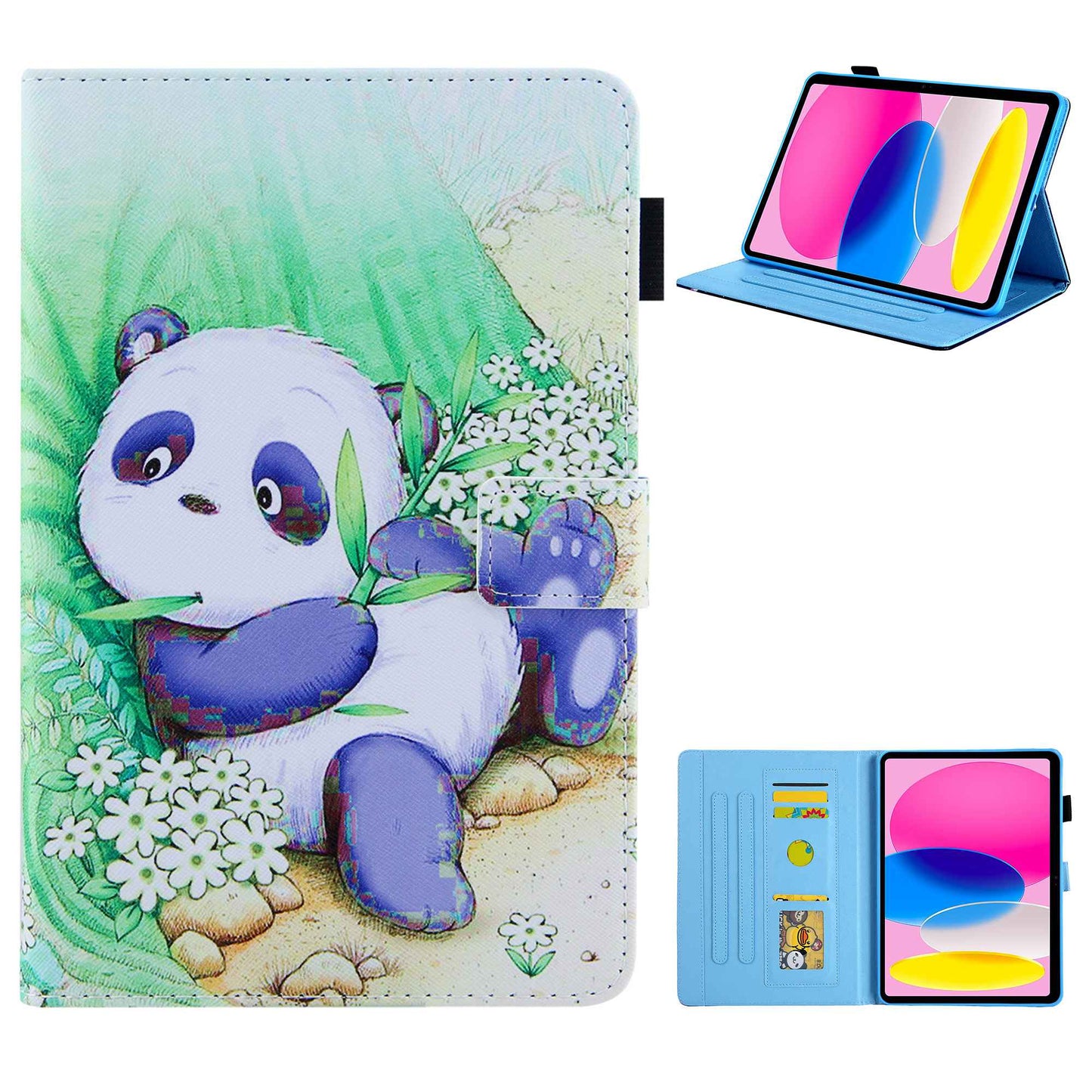 For iPad 10.9 (2022) / iPad 10th Gen Anti-scratch PU Leather Tablet Case Cross Texture Pattern Printing Card Holder Stand Magnetic Clasp Cover
