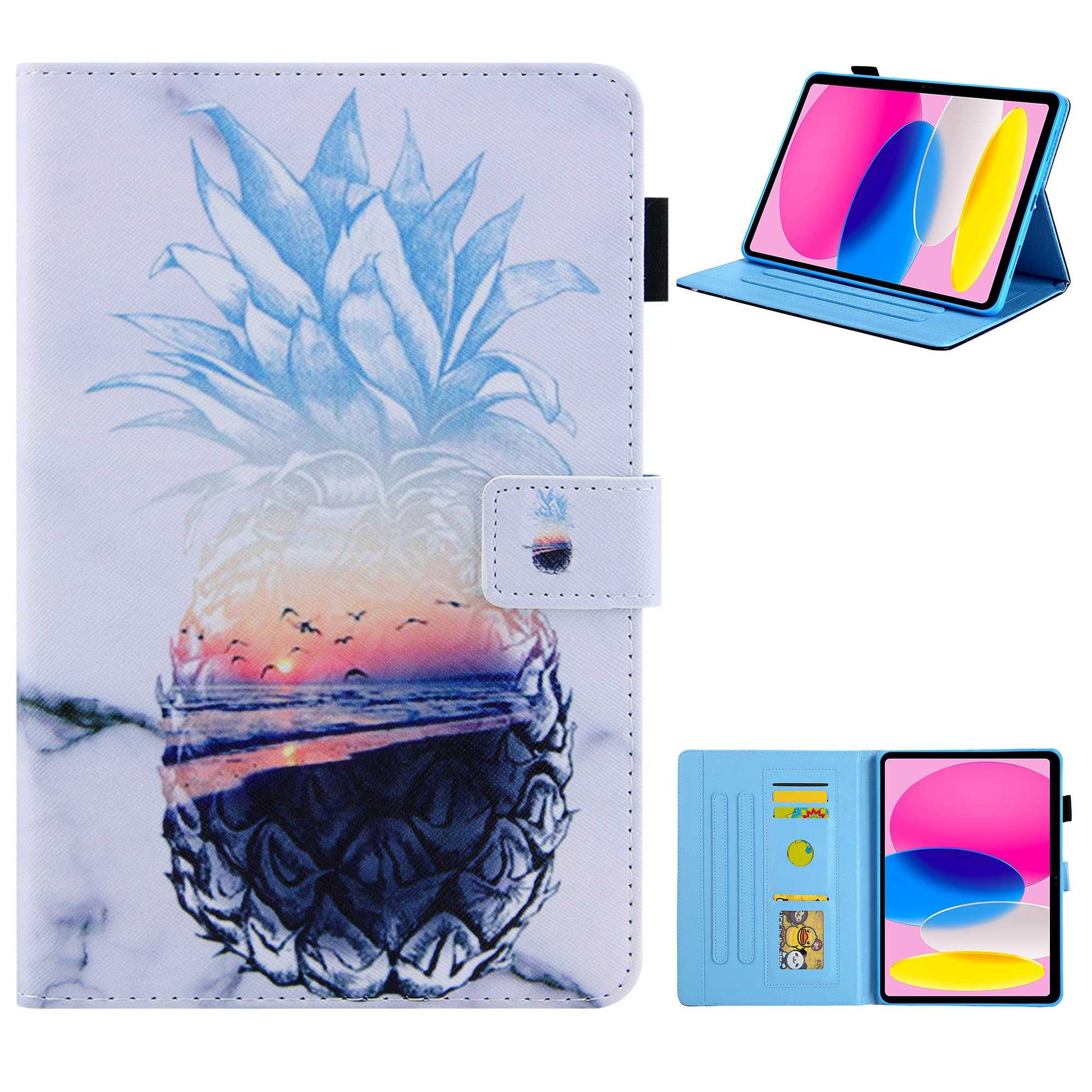 For iPad 10.9 (2022) / iPad 10th Gen Anti-scratch PU Leather Tablet Case Cross Texture Pattern Printing Card Holder Stand Magnetic Clasp Cover