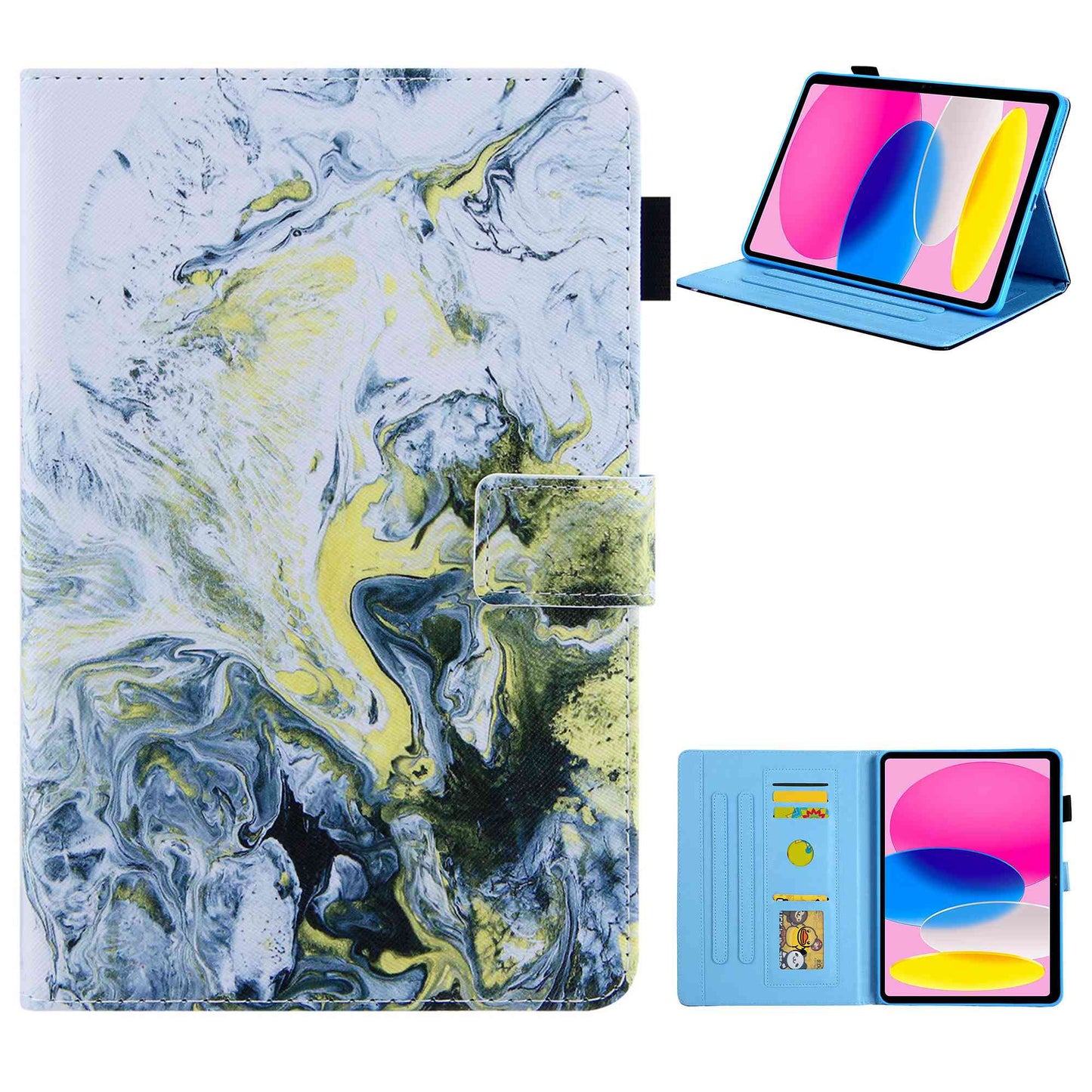 For iPad 10.9 (2022) / iPad 10th Gen Anti-scratch PU Leather Tablet Case Cross Texture Pattern Printing Card Holder Stand Magnetic Clasp Cover