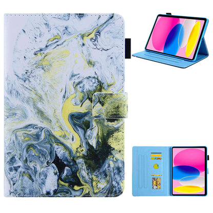 For iPad 10.9 (2022) / iPad 10th Gen Anti-scratch PU Leather Tablet Case Cross Texture Pattern Printing Card Holder Stand Magnetic Clasp Cover
