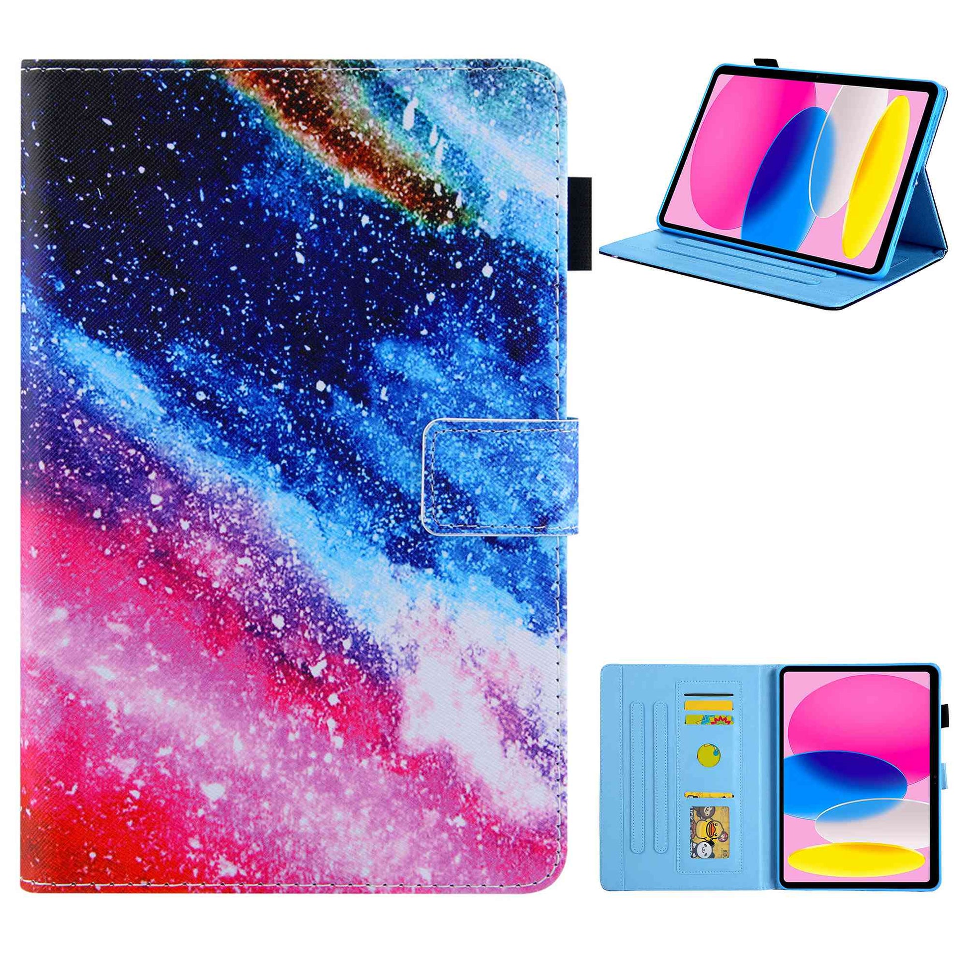 For iPad 10.9 (2022) / iPad 10th Gen Anti-scratch PU Leather Tablet Case Cross Texture Pattern Printing Card Holder Stand Magnetic Clasp Cover