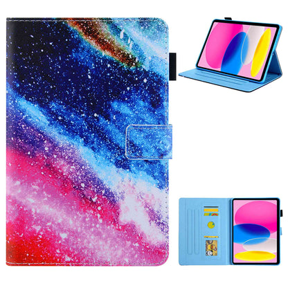 For iPad 10.9 (2022) / iPad 10th Gen Anti-scratch PU Leather Tablet Case Cross Texture Pattern Printing Card Holder Stand Magnetic Clasp Cover