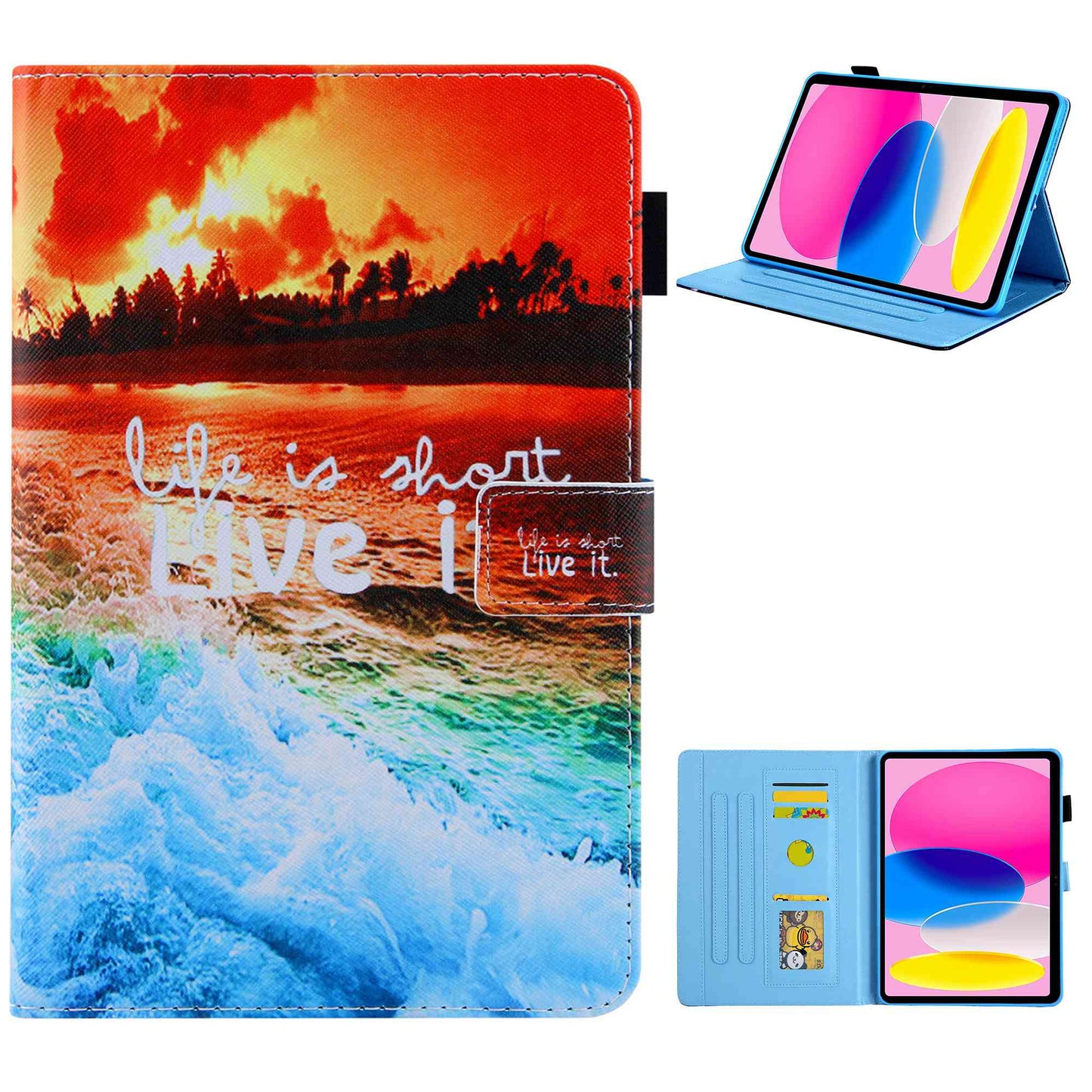 For iPad 10.9 (2022) / iPad 10th Gen Anti-scratch PU Leather Tablet Case Cross Texture Pattern Printing Card Holder Stand Magnetic Clasp Cover