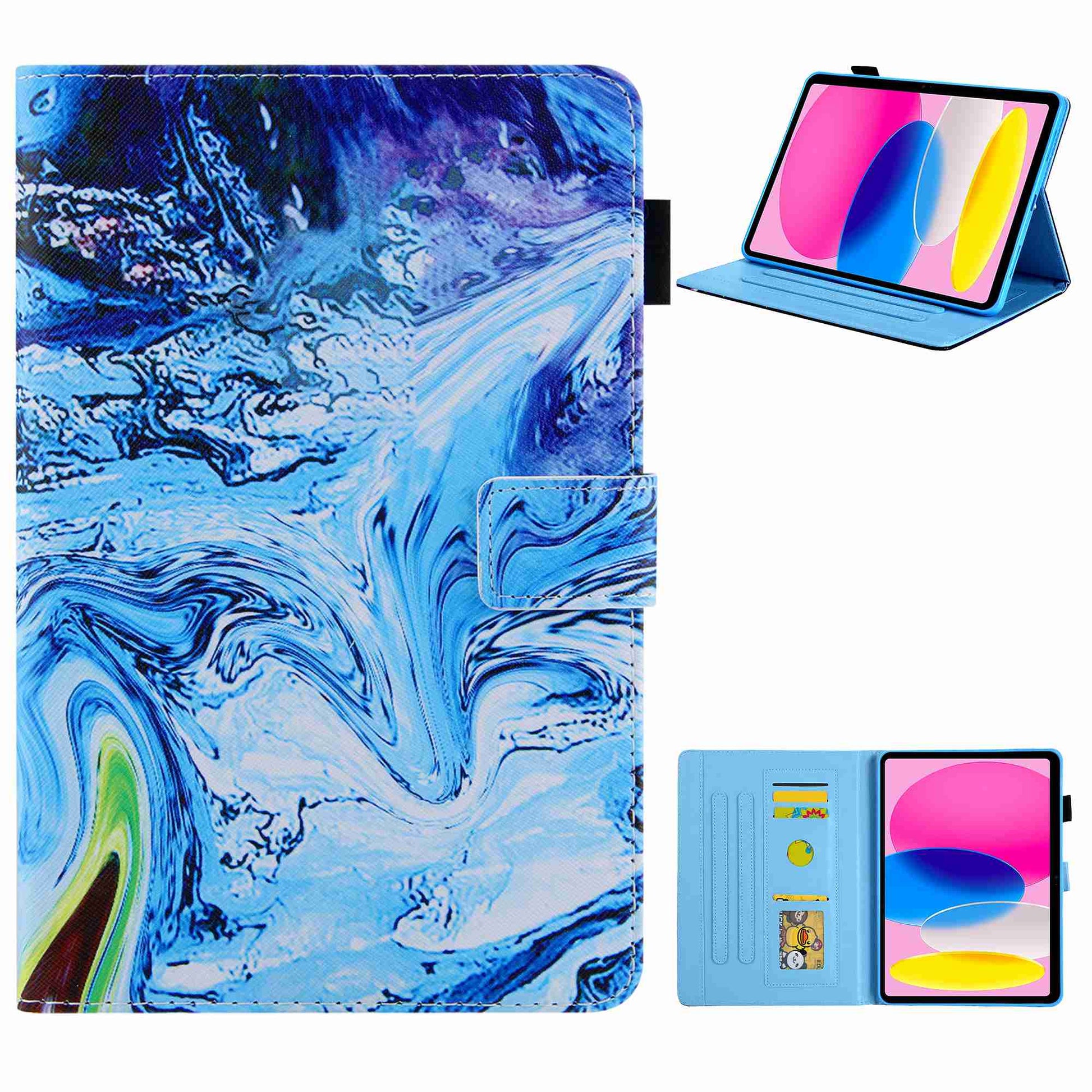 For iPad 10.9 (2022) / iPad 10th Gen Anti-scratch PU Leather Tablet Case Cross Texture Pattern Printing Card Holder Stand Magnetic Clasp Cover