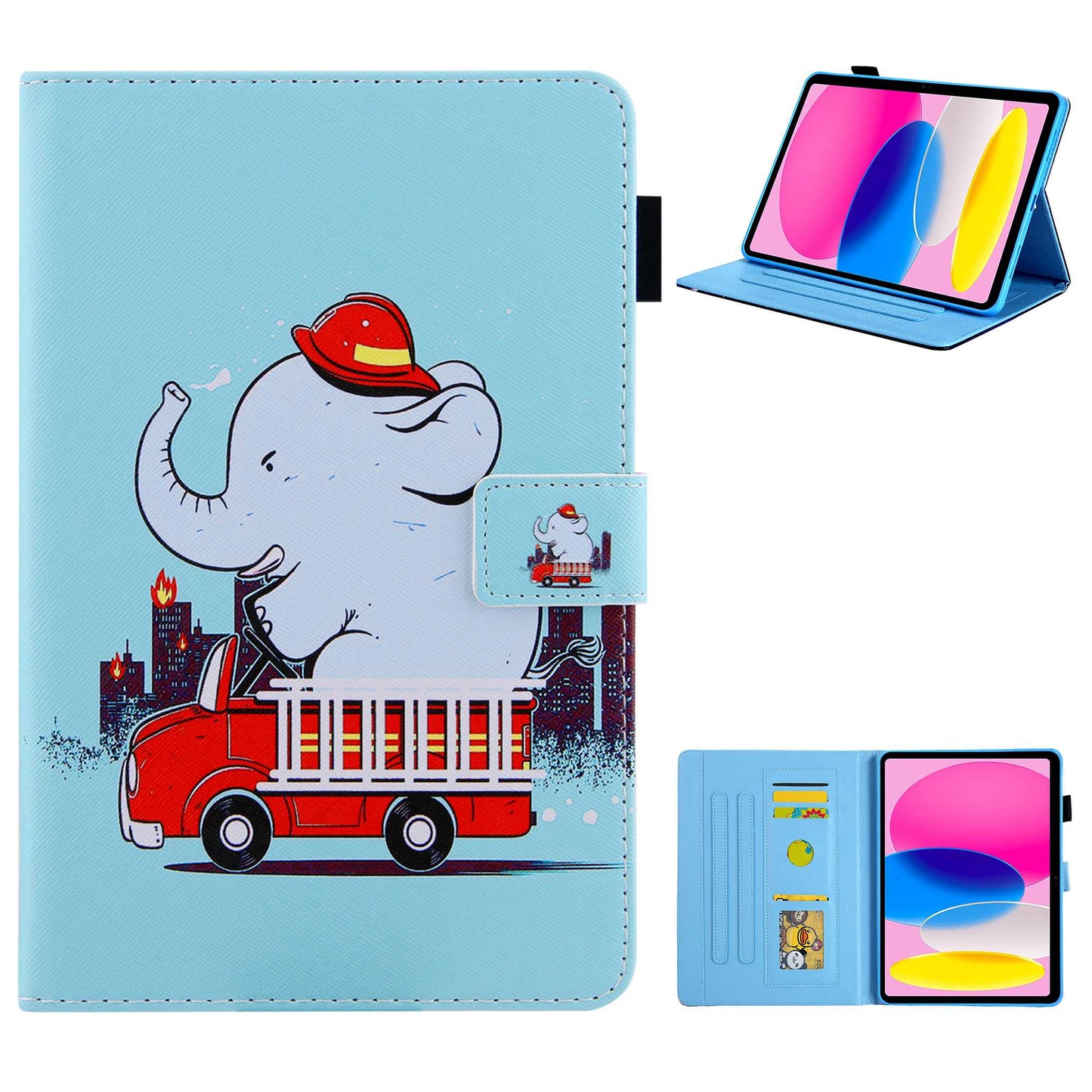 For iPad 10.9 (2022) / iPad 10th Gen Anti-scratch PU Leather Tablet Case Cross Texture Pattern Printing Card Holder Stand Magnetic Clasp Cover