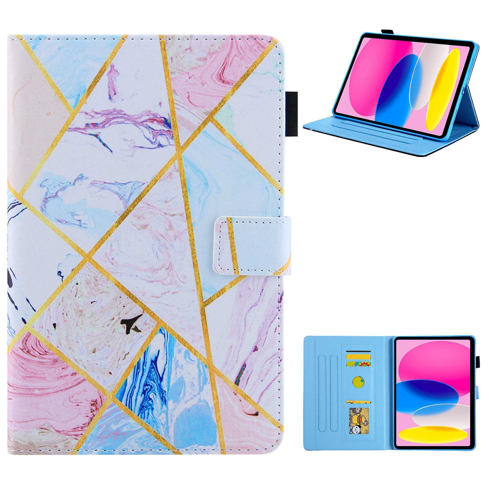 For iPad 10.9 (2022) / iPad 10th Gen Anti-scratch PU Leather Tablet Case Cross Texture Pattern Printing Card Holder Stand Magnetic Clasp Cover