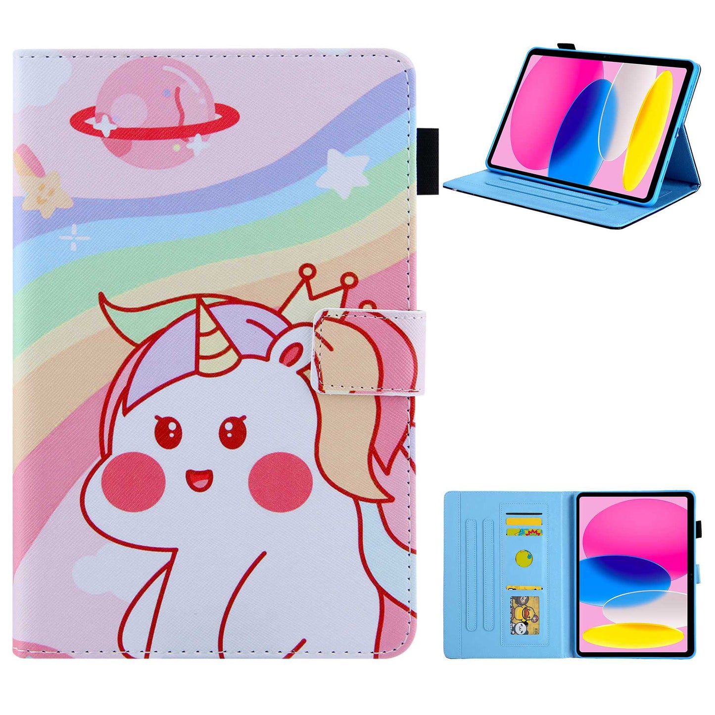 For iPad 10.9 (2022) / iPad 10th Gen Anti-scratch PU Leather Tablet Case Cross Texture Pattern Printing Card Holder Stand Magnetic Clasp Cover