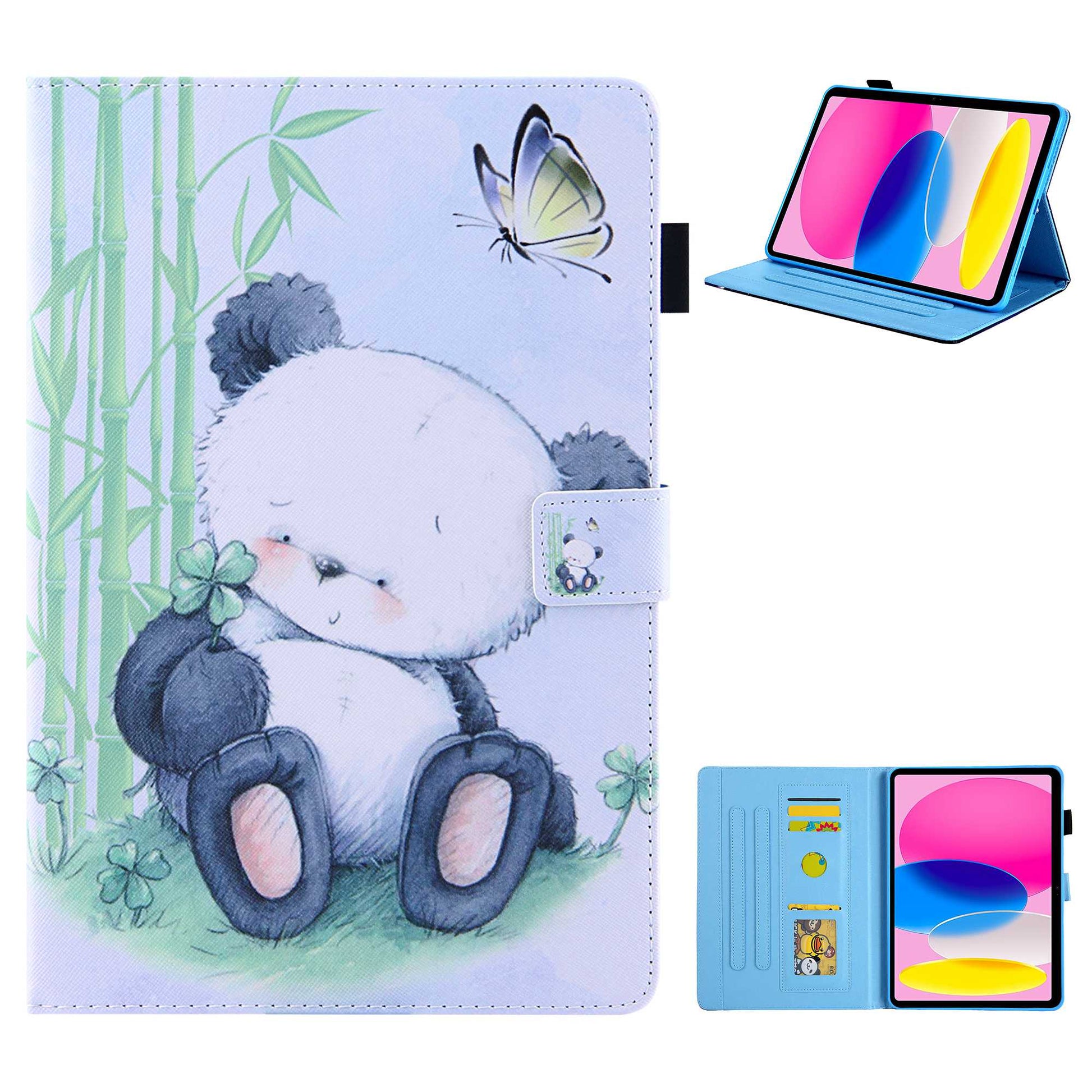 For iPad 10.9 (2022) / iPad 10th Gen Pattern Printing Stand Tablet Case Cross Texture PU Leather Card Holder Anti-drop Cover with Pen Loop Holder