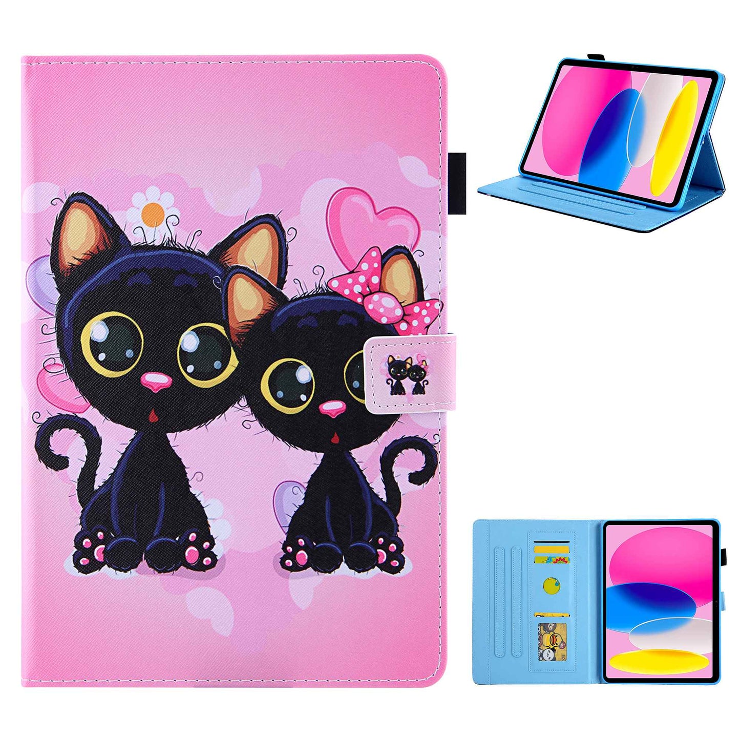 For iPad 10.9 (2022) / iPad 10th Gen Pattern Printing Stand Tablet Case Cross Texture PU Leather Card Holder Anti-drop Cover with Pen Loop Holder