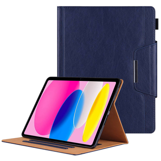 For iPad 10.9 (2022) Full Protection Tablet Cover Big Metal Buckle Wallet Stand Leather Protective Case with Pen Slot