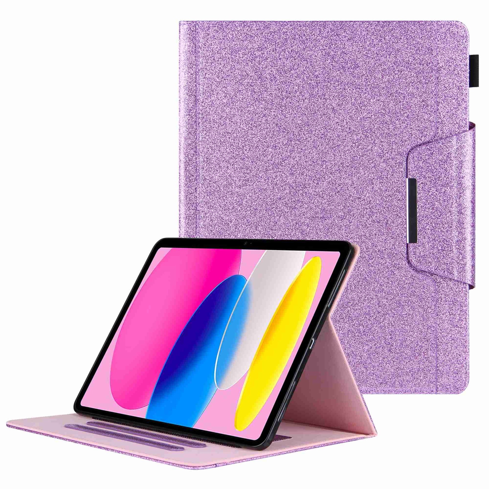 For iPad 10.9 (2022) Full Protection Tablet Cover Big Metal Buckle Wallet Stand Leather Protective Case with Pen Slot