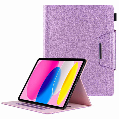 For iPad 10.9 (2022) Full Protection Tablet Cover Big Metal Buckle Wallet Stand Leather Protective Case with Pen Slot