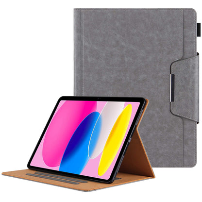 For iPad 10.9 (2022) Full Protection Tablet Cover Big Metal Buckle Wallet Stand Leather Protective Case with Pen Slot