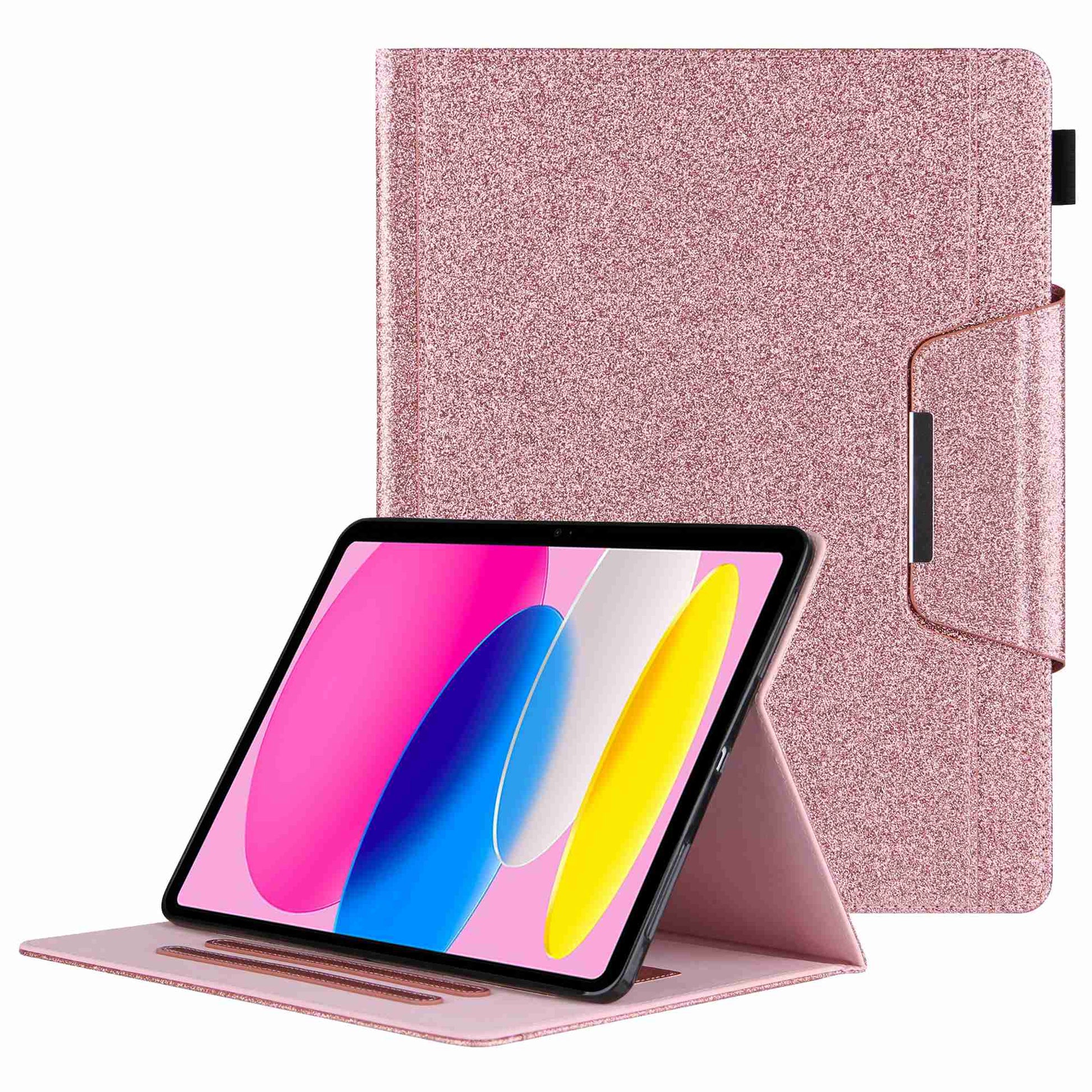 For iPad 10.9 (2022) Full Protection Tablet Cover Big Metal Buckle Wallet Stand Leather Protective Case with Pen Slot
