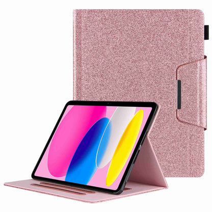 For iPad 10.9 (2022) Full Protection Tablet Cover Big Metal Buckle Wallet Stand Leather Protective Case with Pen Slot