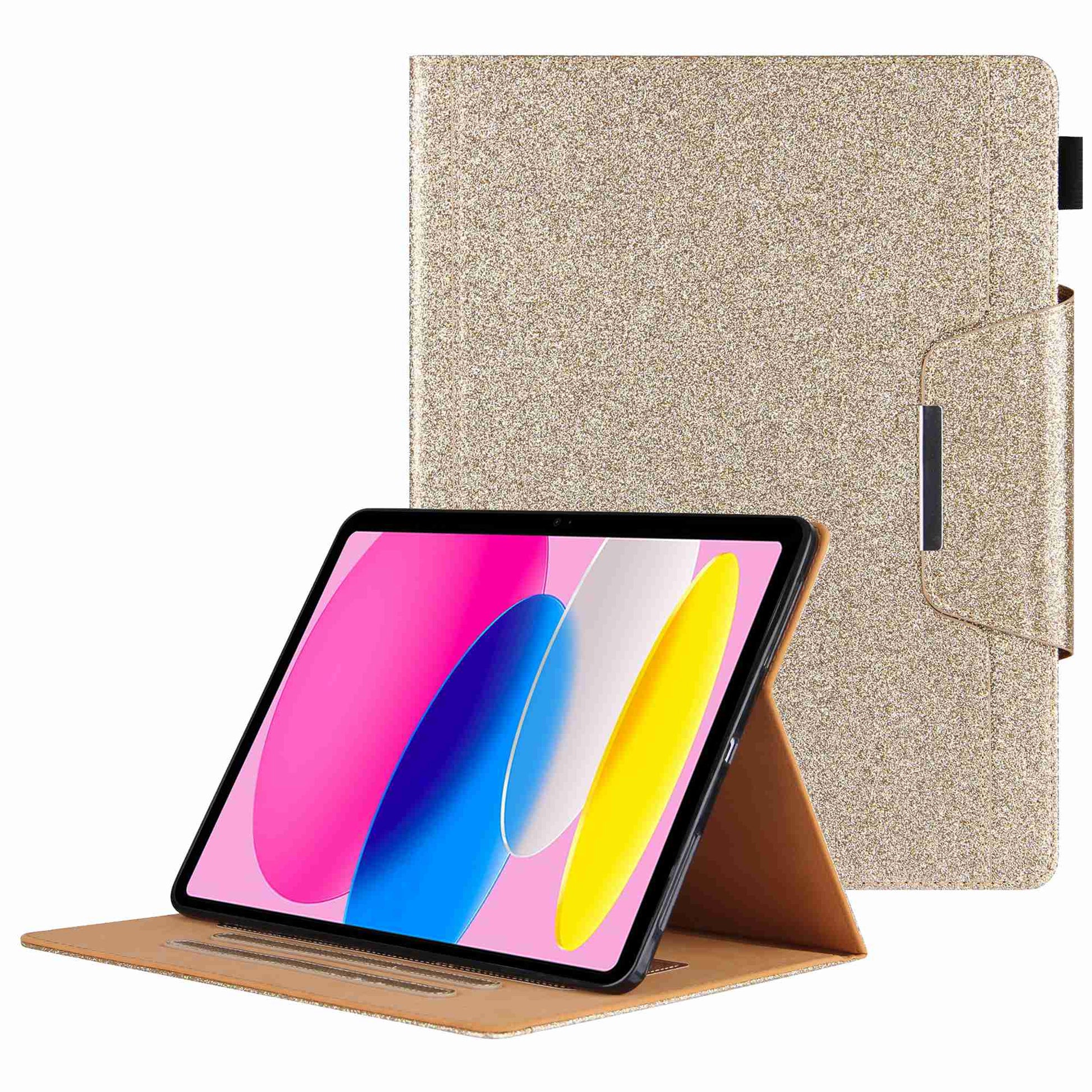 For iPad 10.9 (2022) Full Protection Tablet Cover Big Metal Buckle Wallet Stand Leather Protective Case with Pen Slot