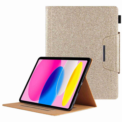 For iPad 10.9 (2022) Full Protection Tablet Cover Big Metal Buckle Wallet Stand Leather Protective Case with Pen Slot