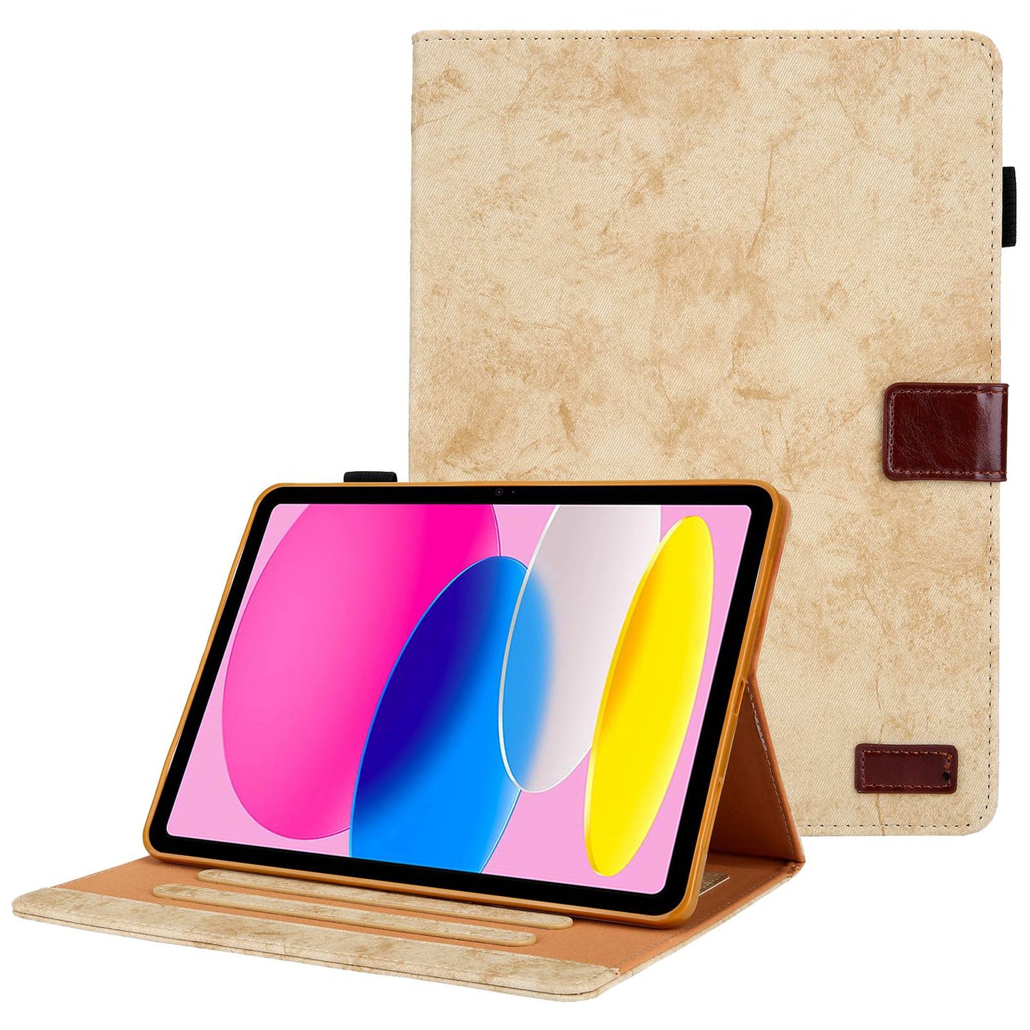 For iPad 10.9 (2022) Cloth Texture Protective Tablet Case Stand Business Style PU Leather Card Holder Anti-scratch Tablet Cover