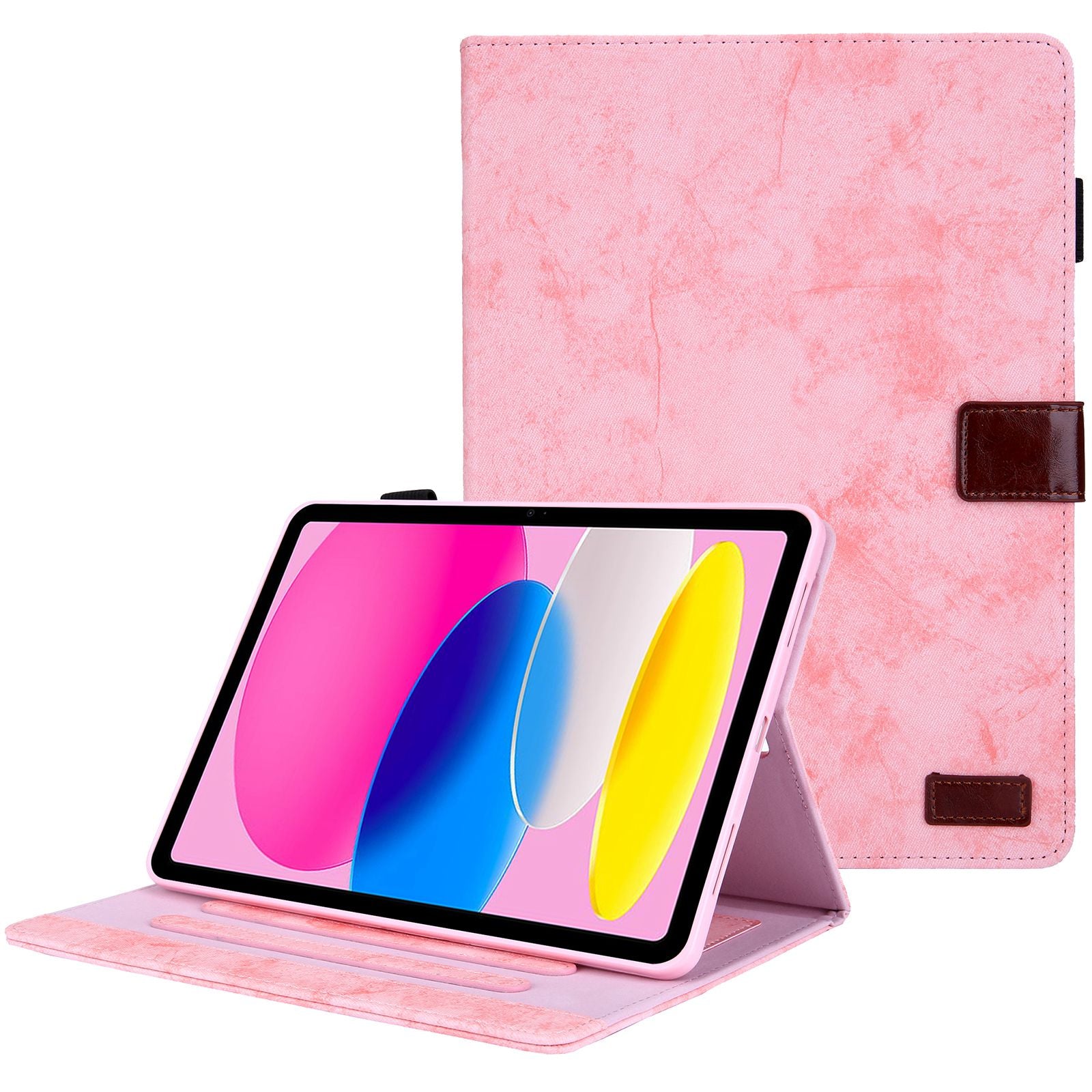 For iPad 10.9 (2022) Cloth Texture Protective Tablet Case Stand Business Style PU Leather Card Holder Anti-scratch Tablet Cover