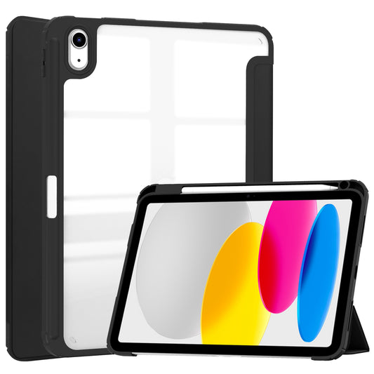 For iPad 10.9 (2022) Shockproof Tablet Case PU Leather + TPU + Acrylic Anti-Drop Protective Cover with Stand / Pen Slot