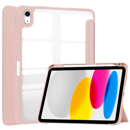 For iPad 10.9 (2022) Shockproof Tablet Case PU Leather + TPU + Acrylic Anti-Drop Protective Cover with Stand / Pen Slot