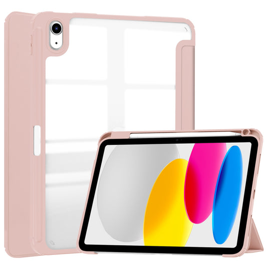 For iPad 10.9 (2022) Shockproof Tablet Case PU Leather + TPU + Acrylic Anti-Drop Protective Cover with Stand / Pen Slot