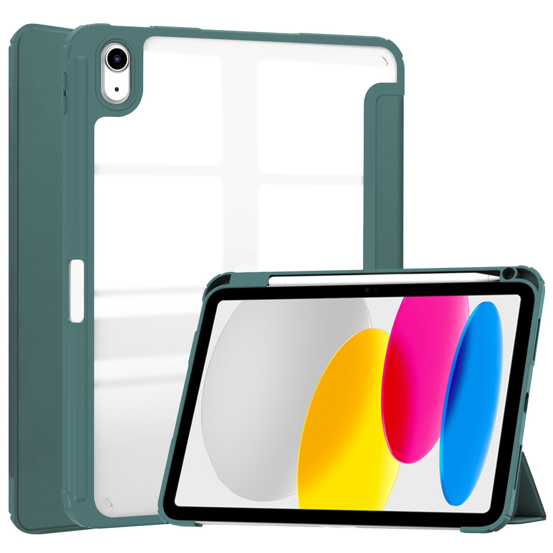 For iPad 10.9 (2022) Shockproof Tablet Case PU Leather + TPU + Acrylic Anti-Drop Protective Cover with Stand / Pen Slot