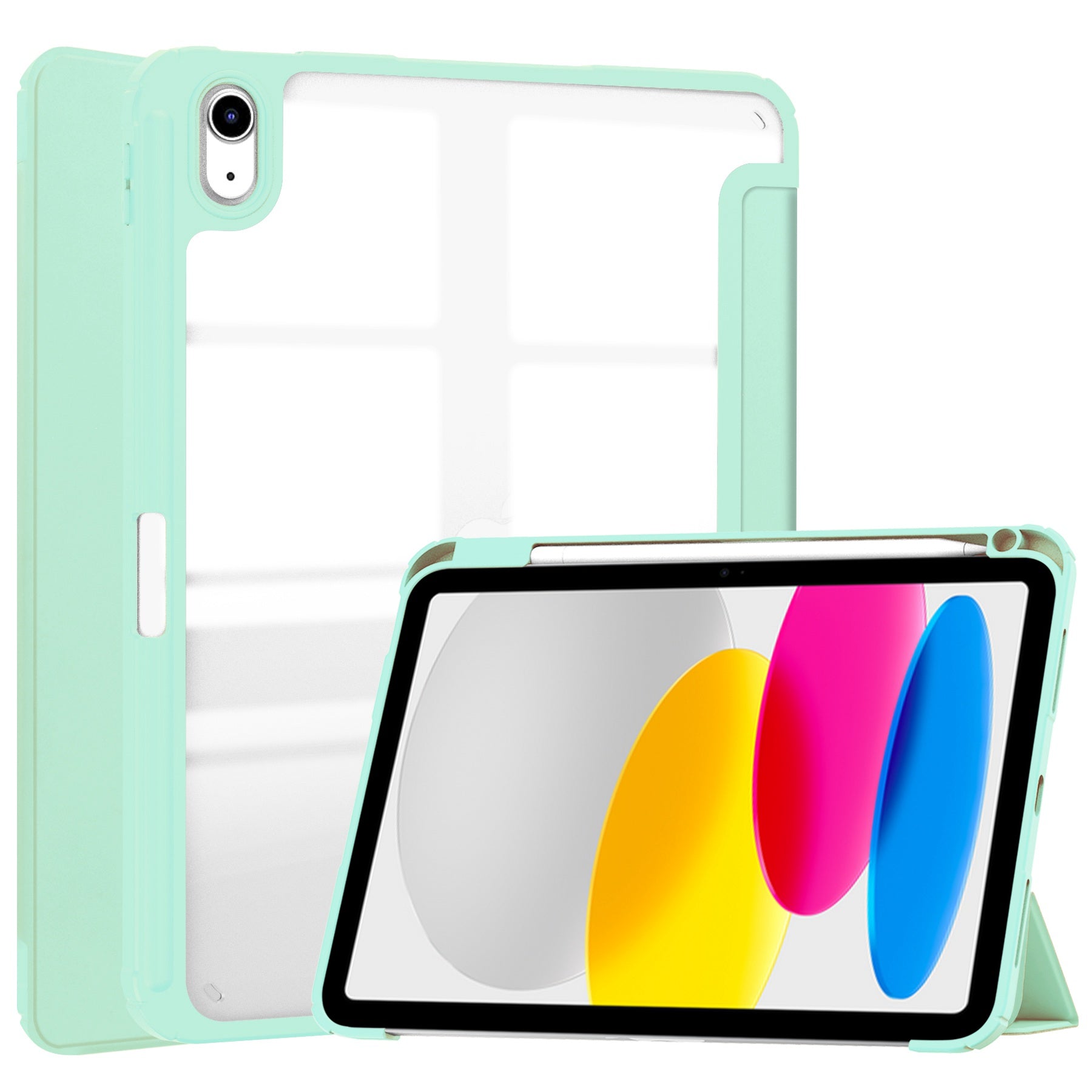 For iPad 10.9 (2022) Shockproof Tablet Case PU Leather + TPU + Acrylic Anti-Drop Protective Cover with Stand / Pen Slot