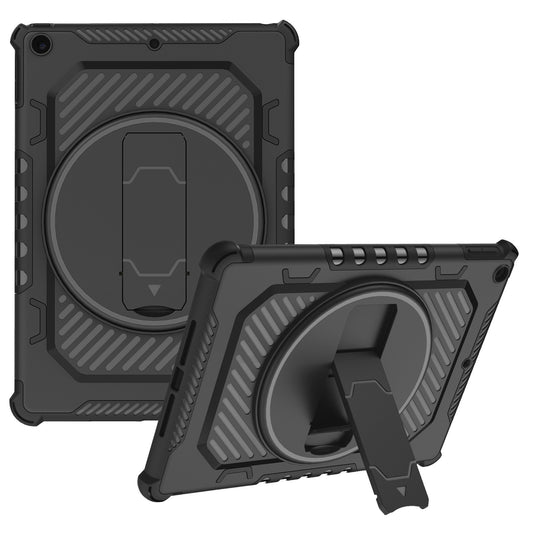 For iPad 10.2 (2021) / (2019) / (2020) Type-B Helmet Tablet Protective Case PC + TPU Anti-drop Anti-scratch Cover with 360-Degree Swivel Kickstand