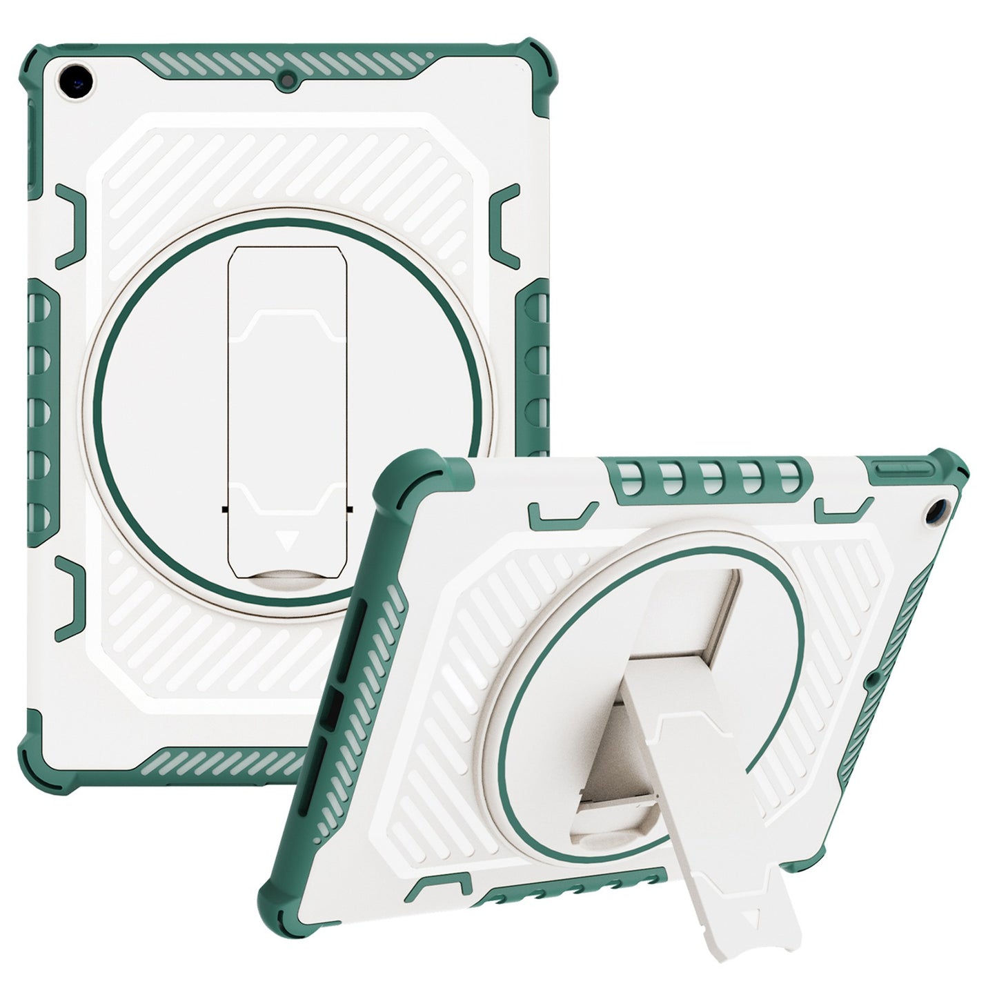 For iPad 10.2 (2021) / (2019) / (2020) Type-B Helmet Tablet Protective Case PC + TPU Anti-drop Anti-scratch Cover with 360-Degree Swivel Kickstand