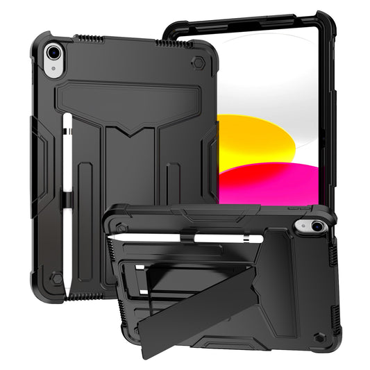 For iPad 10.9 (2022) Protective Case Hard PC Silicone Tablet Case Foldable T-shaped Kickstand Shockproof Cover