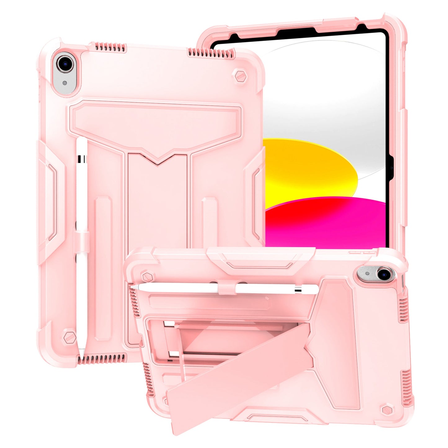 For iPad 10.9 (2022) Protective Case Hard PC Silicone Tablet Case Foldable T-shaped Kickstand Shockproof Cover