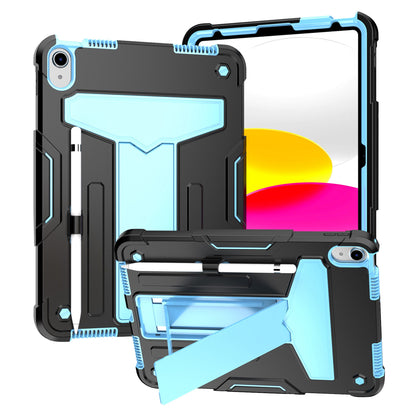 For iPad 10.9 (2022) Protective Case Hard PC Silicone Tablet Case Foldable T-shaped Kickstand Shockproof Cover